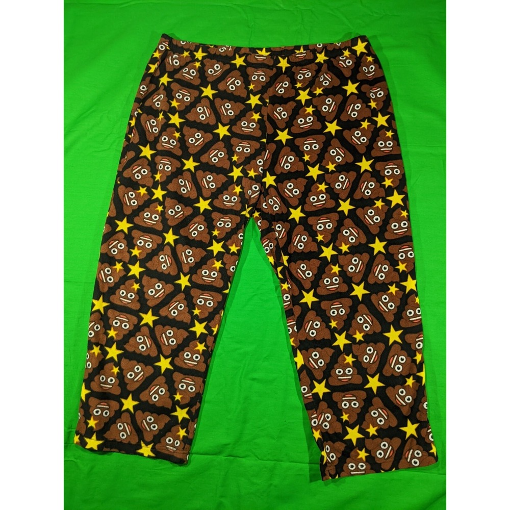 Emoji Brand Men's Black Poop Knit Sleep Pants Lounge Pant Pajama Bottoms (42 in)